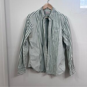 J. Crew slim fit broken in Oxford green stripe size large